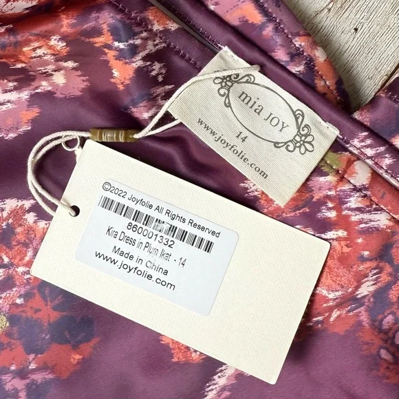 Mia Joy by Joyfolie Kira Dress Girls Size 14 in Plum Floral Satin NWT - Picture 5 of 7